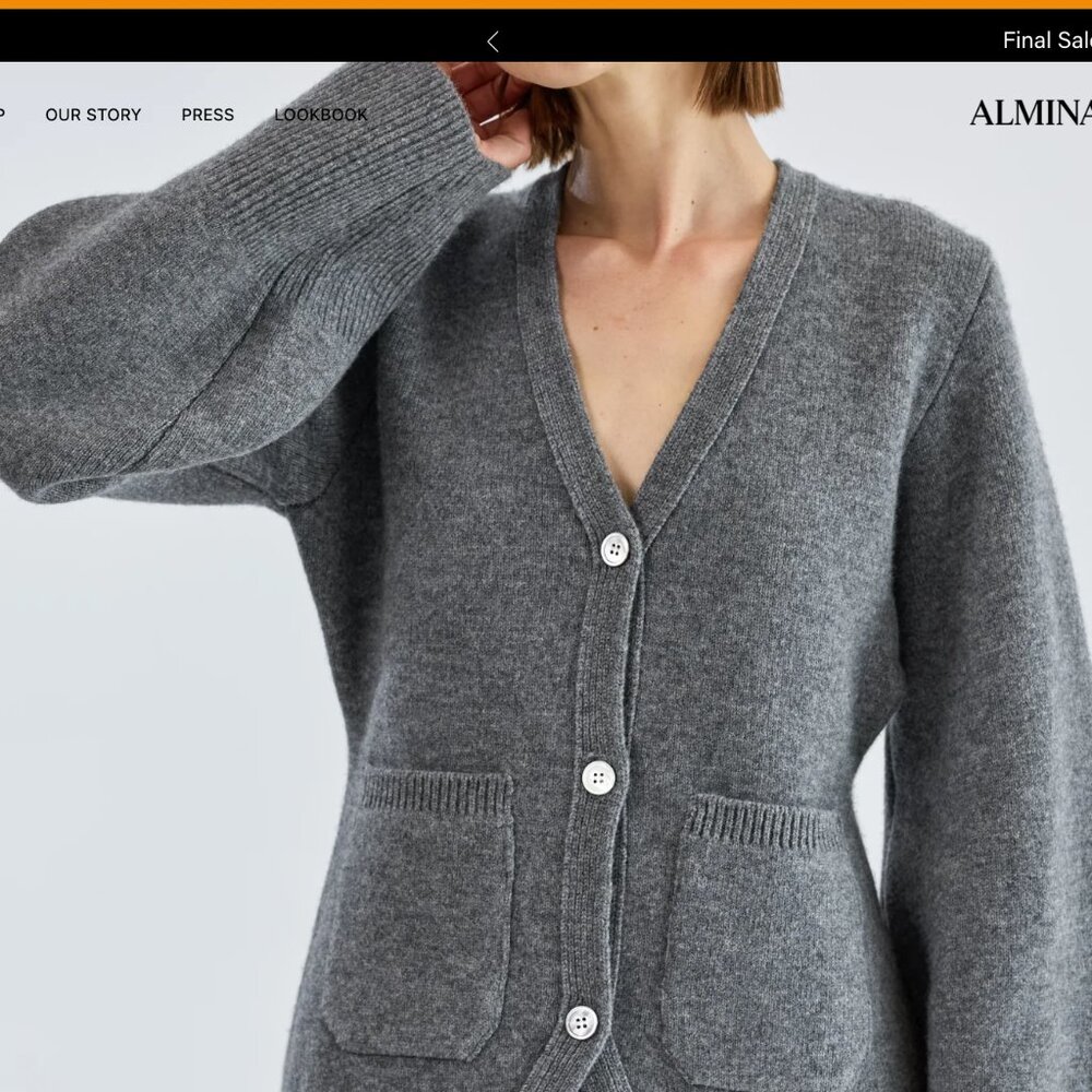Almina Concept V-Neck Cardigan - (Note: shrunk, check photos for fit)